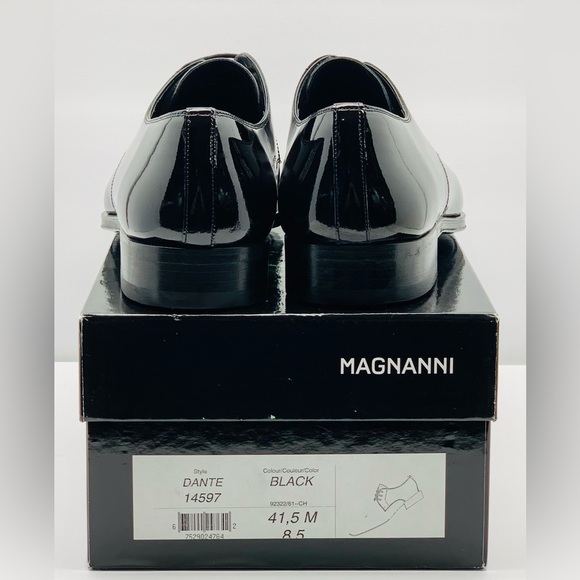 $375 Mens MAGNANNI Dante BLACK Patent Leather TUXEDO Formal Dress Shoes Mens 8.5 - Picture 5 of 8